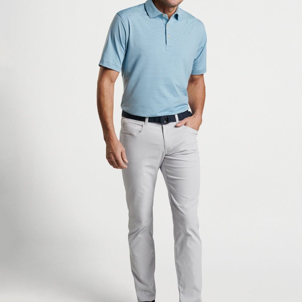 Peter Millar Eb66 Performance 5 Pocket Pant British Gray Color Size 34 x 32.